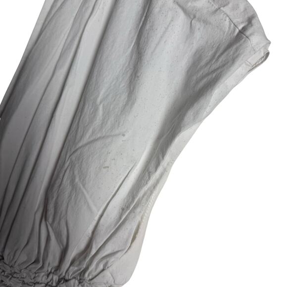 Staud Jackson White Smocked V-Neck Short Sleeve A-Line Midi Dress Size Large - Picture 12 of 16